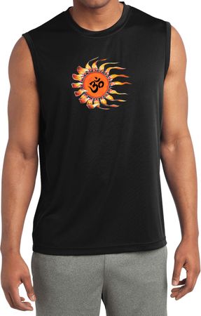 Mens Yoga Shirt Ohm Sun Sleeveless Moisture Wicking Tee