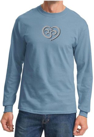 Mens Yoga Shirt OM Heart Long Sleeve Tee T-Shirt