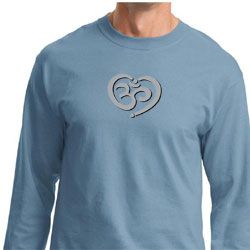 Mens Yoga Shirt OM Heart Long Sleeve Tee T-Shirt