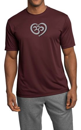 Mens Yoga Shirt OM Heart Moisture Wicking Tee T-Shirt