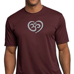 Mens Yoga Shirt OM Heart Moisture Wicking Tee T-Shirt