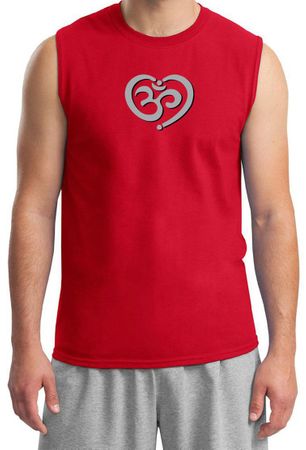 Mens Yoga Shirt OM Heart Muscle Tee T-Shirt