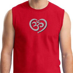 Mens Yoga Shirt OM Heart Muscle Tee T-Shirt