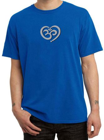 Mens Yoga Shirt OM Heart Pigment Dyed Tee T-Shirt