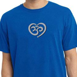 Mens Yoga Shirt OM Heart Pigment Dyed Tee T-Shirt