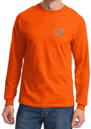 Mens Yoga Shirt OM Heart Pocket Print Long Sleeve Tee T-Shirt