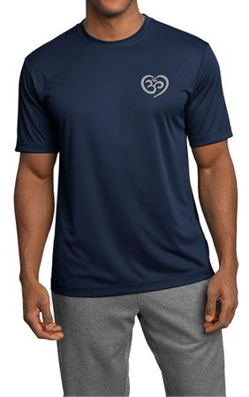 Mens Yoga Shirt OM Heart Pocket Print Moisture Wicking Tee T-Shirt