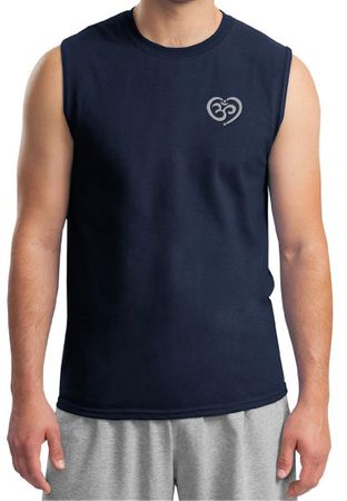 Mens Yoga Shirt OM Heart Pocket Print Muscle Tee T-Shirt