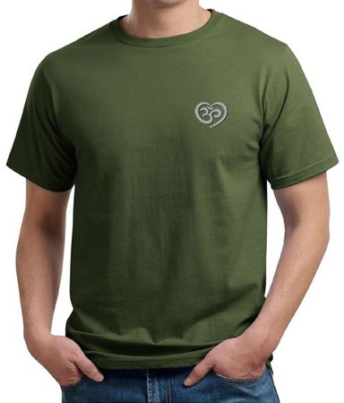 Mens Yoga Shirt OM Heart Pocket Print Organic Tee T-Shirt