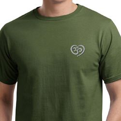 Mens Yoga Shirt OM Heart Pocket Print Organic Tee T-Shirt Mens Yoga Shirt OM Heart Pocket Print Organic Tee T-Shirt