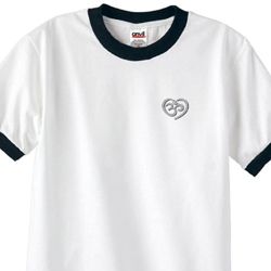 Mens Yoga Shirt OM Heart Pocket Print Ringer Tee T-Shirt Mens Yoga Shirt OM Heart Pocket Print Ringer Tee T-Shirt
