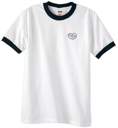 Mens Yoga Shirt OM Heart Pocket Print Ringer Tee T-Shirt