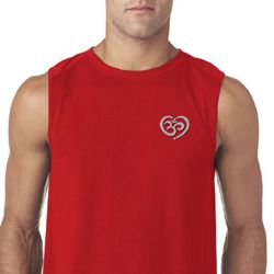 Mens Yoga Shirt OM Heart Pocket Print Sleeveless Tee T-Shirt Mens Yoga Shirt OM Heart Pocket Print Sleeveless Tee T-Shirt