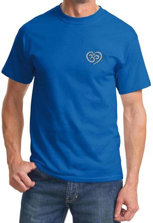 Mens Yoga Shirt OM Heart Pocket Print Tee T-Shirt