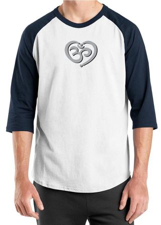 Mens Yoga Shirt OM Heart Raglan Tee T-Shirt