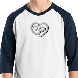 Mens Yoga Shirt OM Heart Raglan Tee T-Shirt