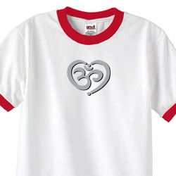 Mens Yoga Shirt OM Heart Ringer Tee T-Shirt