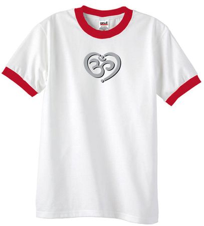 Mens Yoga Shirt OM Heart Ringer Tee T-Shirt