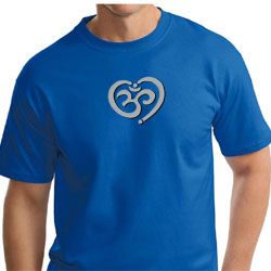Mens Yoga Shirt OM Heart Tall Tee T-Shirt