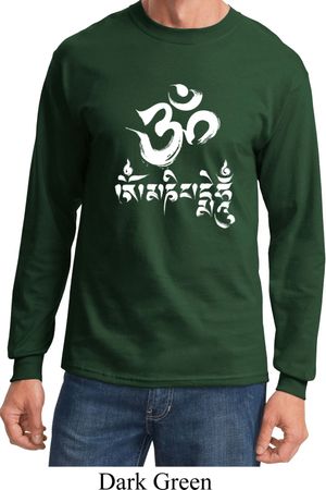 Mens Yoga Shirt OM Mani Padme Hum Long Sleeve Tee T-Shirt