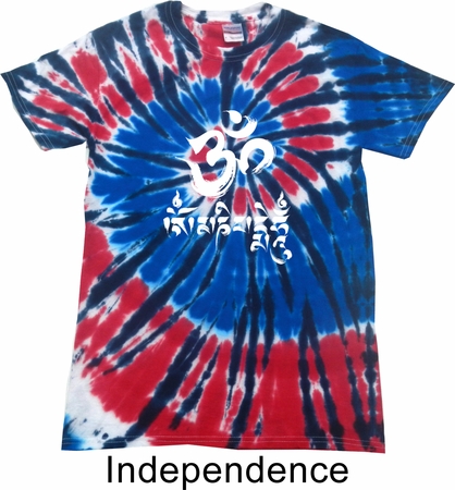 Mens Yoga Shirt OM Mani Padme Hum Patriotic Tie Dye Tee T-shirt