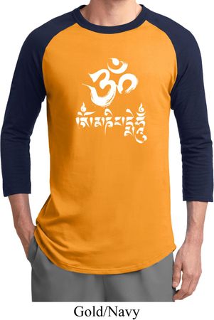 Mens Yoga Shirt OM Mani Padme Hum Raglan Tee T-Shirt