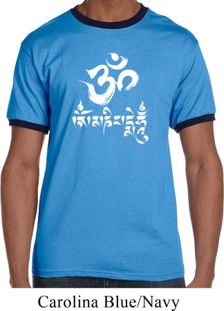 Mens Yoga Shirt OM Mani Padme Hum Ringer Tee T-Shirt