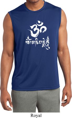 Mens Yoga Shirt OM Mani Padme Hum Sleeveless Moisture Wicking Tee
