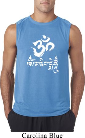 Mens Yoga Shirt OM Mani Padme Hum Sleeveless Tee T-Shirt