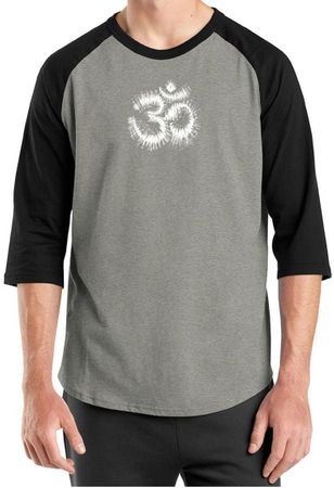 Mens Yoga Shirt OM Tie Dye Raglan Tee T-Shirt