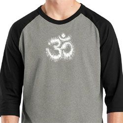 Mens Yoga Shirt OM Tie Dye Raglan Tee T-Shirt