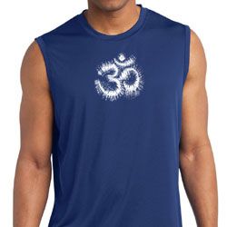 Mens Yoga Shirt OM Tie Dye Sleeveless Moisture Wicking Tee T-Shirt