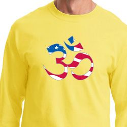 Mens Yoga Shirt Patriotic Om Long Sleeve Tee T-Shirt Mens Yoga Shirt Patriotic Om Long Sleeve Tee T-Shirt