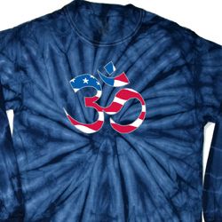 Mens Yoga Shirt Patriotic Om Long Sleeve Tie Dye Tee T-shirt Mens Yoga Shirt Patriotic Om Long Sleeve Tie Dye Tee T-shirt