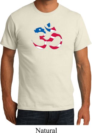 Mens Yoga Shirt Patriotic Om Organic Tee T-Shirt