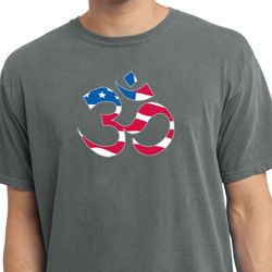 Mens Yoga Shirt Patriotic Om Pigment Dyed Tee T-Shirt Mens Yoga Shirt Patriotic Om Pigment Dyed Tee T-Shirt