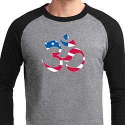 Mens Yoga Shirt Patriotic Om Raglan Tee T-Shirt Mens Yoga Shirt Patriotic Om Raglan Tee T-Shirt