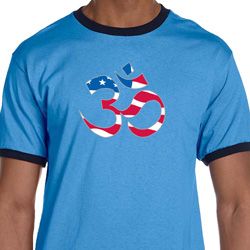 Mens Yoga Shirt Patriotic Om Ringer Tee T-Shirt Mens Yoga Shirt Patriotic Om Ringer Tee T-Shirt