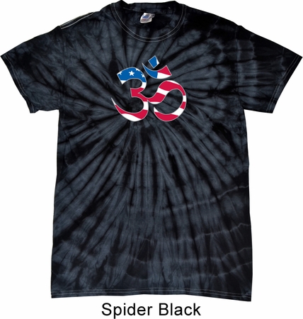 Mens Yoga Shirt Patriotic Om Spider Tie Dye Tee T-shirt