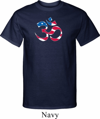 Mens Yoga Shirt Patriotic Om Tall Tee T-Shirt