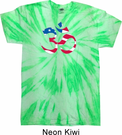 Mens Yoga Shirt Patriotic Om Twist Tie Dye Tee T-shirt