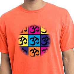 Mens Yoga Shirt Pop Art Om Pigment Dyed Tee T-Shirt Mens Yoga Shirt Pop Art Om Pigment Dyed Tee T-Shirt