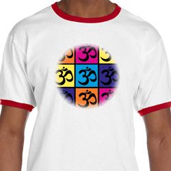 Mens Yoga Shirt Pop Art Om Ringer Tee T-Shirt Mens Yoga Shirt Pop Art Om Ringer Tee T-Shirt