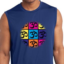Mens Yoga Shirt Pop Art Om Sleeveless Moisture Wicking Tee Mens Yoga Shirt Pop Art Om Sleeveless Moisture Wicking Tee