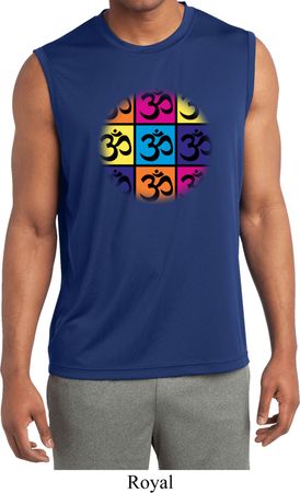 Mens Yoga Shirt Pop Art Om Sleeveless Moisture Wicking Tee
