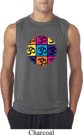 Mens Yoga Shirt Pop Art Om Sleeveless Tee T-Shirt