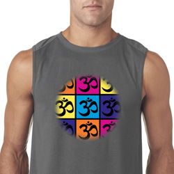 Mens Yoga Shirt Pop Art Om Sleeveless Tee T-Shirt Mens Yoga Shirt Pop Art Om Sleeveless Tee T-Shirt
