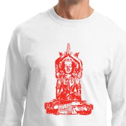 Mens Yoga Shirt Red Tara Long Sleeve Tee T-Shirt