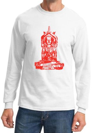 Mens Yoga Shirt Red Tara Long Sleeve Tee T-Shirt