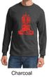 Mens Yoga Shirt Red Tara Long Sleeve Tee T-Shirt